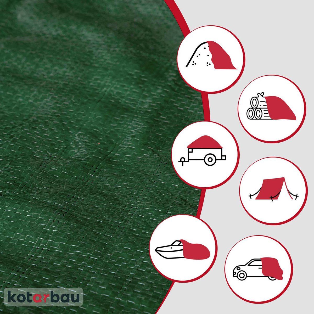 KOTARBAU® Afdekzeil - Polyethyleen - 4x5 m - Olijfgroen - 110 g/m² - Waterdicht