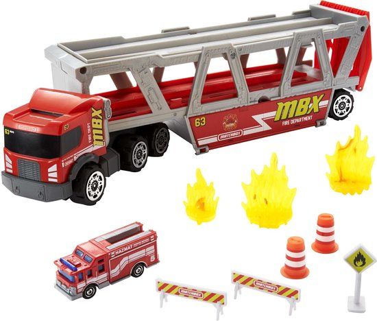 Matchbox Fire Rescue Hauler - Brandweerwagen - Rood - Kunststof - 3+ jaar