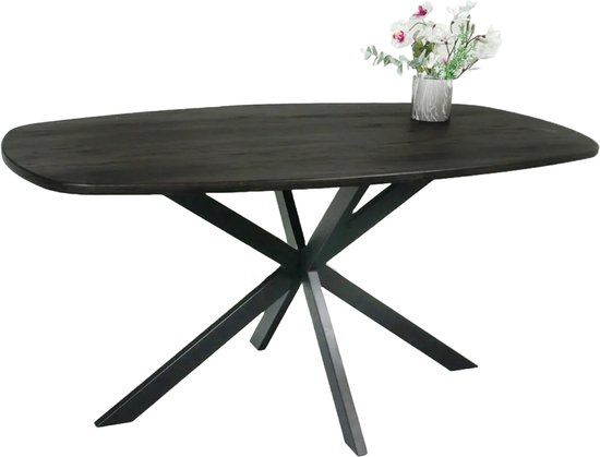 Lizzely Garden & Living Eettafel Deens ovaal 160cm zwart Hero ovale eetkamer tafel