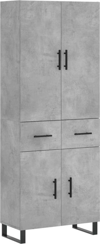 vidaXL Hoge kast 69,5x34x180 cm bewerkt hout betongrijs