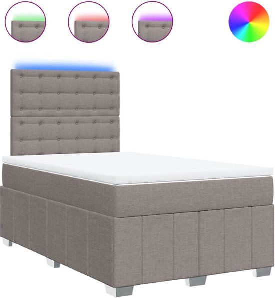 vidaXL Boxspring met matras stof taupe 120x200 cm