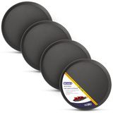 Rond Zwart Dienblad met Antislip Oppervlak en Hoge Rand voor Thuis en in de Horeca (4 Stuks - Diameter: 35cm)