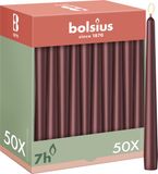 Bolsius - Gladde Dinerkaarsen - Bordeauxrood - 50 Stuks - 24,5 cm
