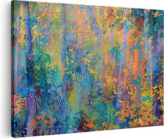 Artaza Canvas Schilderij Kleurrijk Bos - 60x40 cm - Canvas Print