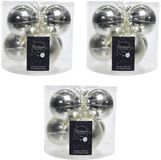 Decoris Kerstballen - 18x st - zilver - 8 cm - glas - glans en mat - glazen kerstboomversiering