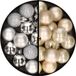 Billiet - Vanlaere Boules de Noël 36x pièces - 3 et 4 cm - argent et champagne - plastique