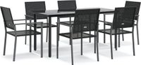vidaXL 7-delige Tuinset poly rattan en staal