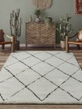 the carpet Bahar Shaggy – Hoogpolig vloerkleed in Scandinavische stijl, zwart-wit, 200 x 290 cm