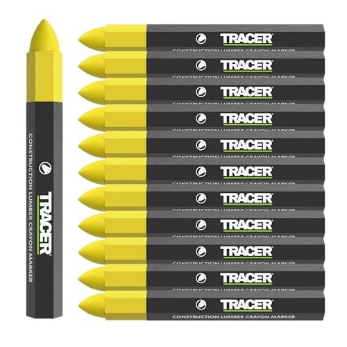 Tracer Construction Wood Crayon Markers - Pack of 12 - Yellow