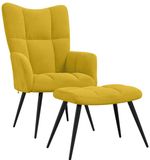 vidaXL Relaxstoel met kruk mosterdgeel fluweel