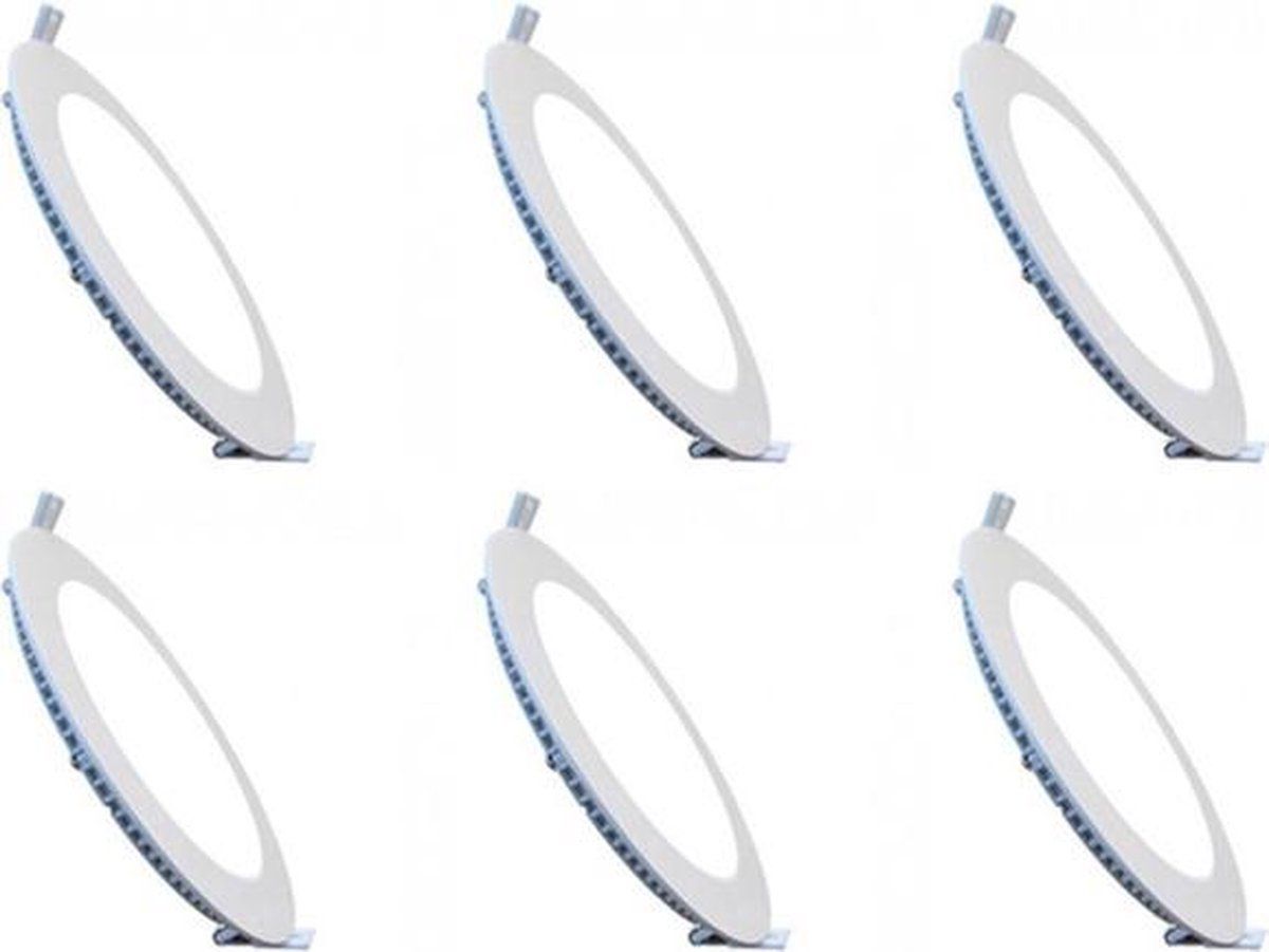 Qualu LED Downlight Slim 6 Pack - 6W - 6000K - Round - White - Aluminium - Ø120mm