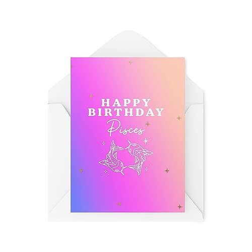Tongue in Peach Zodiac verjaardagskaart - Happy Birthday Vissen - waterteken - Vissen kaart - Vissen verjaardagskaart - sterrenbeeld kaarten - CBH1838