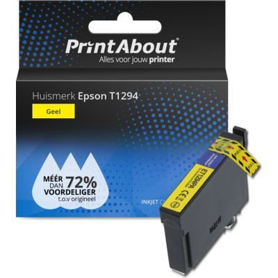 PrintAbout Huismerk | Epson T1294 | Geel | Compatibel