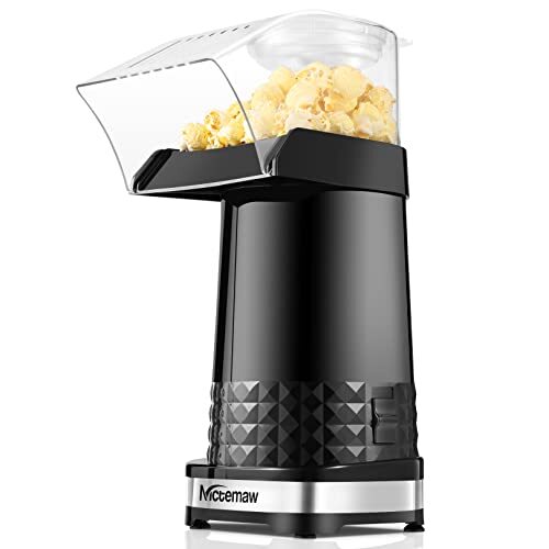 Nictemaw Popcornmachine, elektrisch, 1200 W, met maatbeker en afneembaar deksel, hete lucht, geen zwarte olie nodig