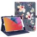 FINTIE Beschermhoes compatibel met iPad 10,2 inch 9e generatie 2021/8e generatie 2020/7e generatie 2019, multipositie-beschermhoes, automatische slaap-/wekfunctie, hoekbescherming, bloem hibiscus
