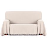 ECOMMERC3 Multifunctionele plaid van jacquard-stof met franjes, 180 x 260 cm, ecru