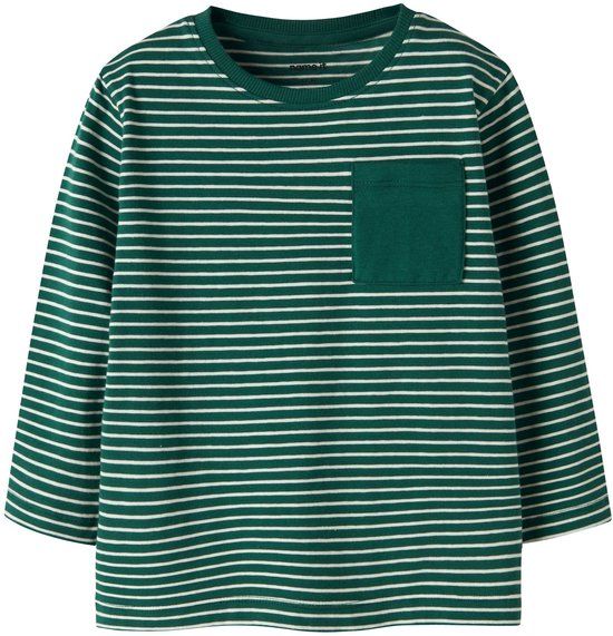 Name it T-shirt met lange mouwen en ronde hals voor jongens, maat 104, groen, gestreept