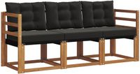 vidaXL Bank loungeset 3-delig Natuurlijk en zwart