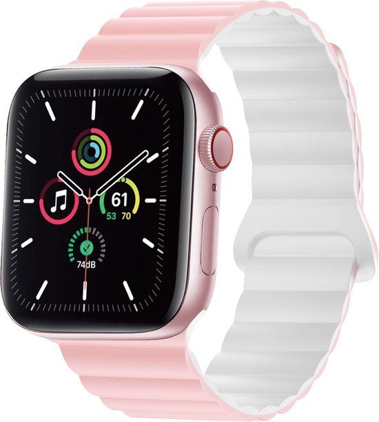 iMoshion Siliconen magnetisch bandje Apple Watch 38/40/41mm - Roze/Wit