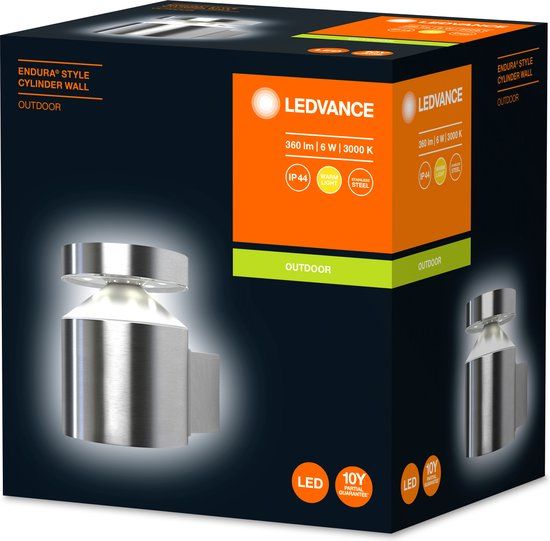 Ledvance ENDURA STYLE Cylinder - Buitenlamp - 360 Lumen - 3000K - Warm Wit - Roestvrijstaal