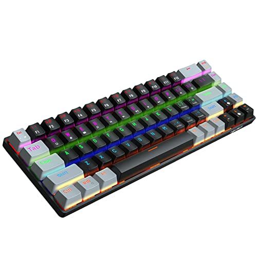 EXHNLE Bedraad 68 toetsen Membraantoetsenbord, RGB Backlit Ultra-Compact Layout Toetsenbord, 68 Toetsen USB Ergonomisch Toetsenbord, voor PC Computer Gamer (Kleur: Zwart)