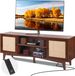 VEVOR Meuble TV en rotin 191cm meuble TV bohème meuble TV noyer