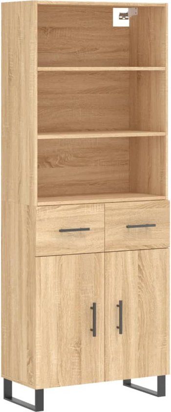 vidaXL Hoge kast 69,5x34x180 cm bewerkt hout sonoma eikenkleurig