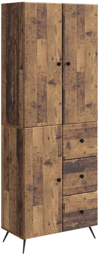 vidaXL - Kast - Set - 2 - st - Oud - hout - Bewerkt - hout