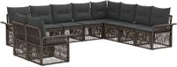 vidaXL Tuinbank Set 10-zits Grijs Polyrattan