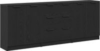 vidaXL Dressoir, 3 stuks, zwart, eikenlook, 180 x 30 x 70 cm