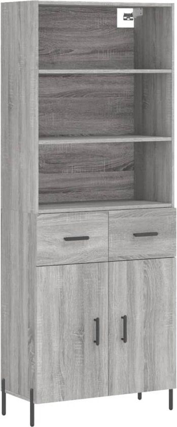 vidaXL Hoge kast 69,5x34x180 cm bewerkt hout grijs sonoma eikenkleurig