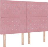 vidaXL LED Box Spring Bed with Mattress Pink 160 x 200 cm Velvet