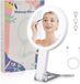 Wan GmbH Miroir de maquillage rechargeable avec grossissement 20x, lumière LED, blanc, rond, 16 cm de diamètre, double face, pliable, sur pied