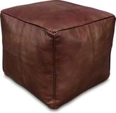 Poufs&Pillows Leren poef bruin - Vierkante poef - Handgemaakt - 40x40x35