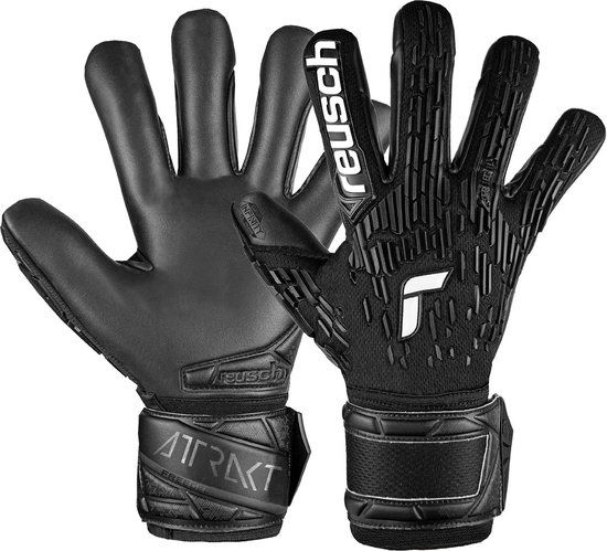 Reusch Attrakt Freegel Infinity Finger Support Keepershandschoenen - Maat 10.5 - Met Fingersave - Zwart/Wit - Gras - Volwassenen