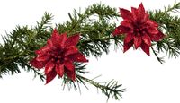 Cosy&Trendy Cosy and Trendy Kerstboomversiering bloemen op clip - 2x st - rood - 8 cm - glitters