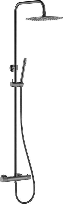 Sanifun Ribbd Thermostatische Regendoucheset Opbouw Gunmetal - 15 cm hartafstand - 29.2969