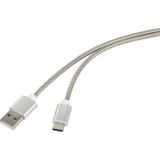 Renkforce USB-kabel USB 2.0 USB-A stekker, USB-C stekker 0.50 m Zilver Kabelmantel van RVS