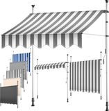 KESSER® Auvent à manivelle - Auvent de balcon sans perçage - Résistant aux UV - Blanc/Gris 400 cm
