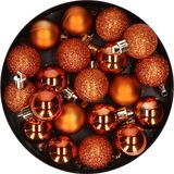 Cosy & Trendy Kleine kerstballen - oranje - 60x - kunststof