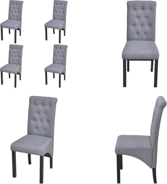 vidaXL Eetkamerstoelen 4 stuks stof lichtgrijs