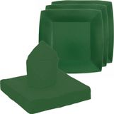 Santex Feest/Verjaardag Servies Set - 20x Gebaksbordjes/25x Servetten - Donkergroen - Karton