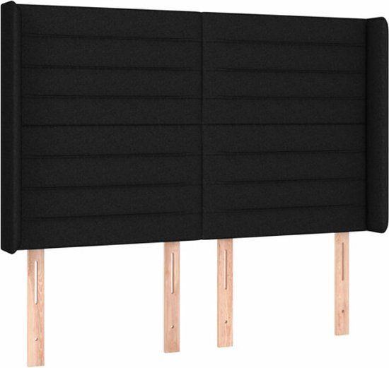 vidaXL Hoofdbord Stof Zwart 147x16x118/128 cm