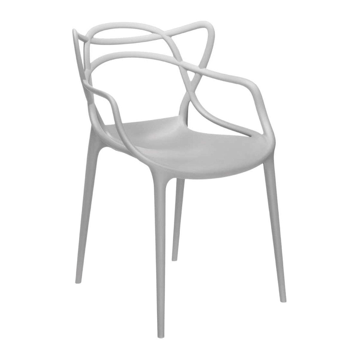 Kartell Masters Stoel, gerecycled thermoplastisch polymeer met minerale vulstof en soft touch behandeling, grijs, 2 stuks