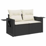 vidaXL 6-delige Loungeset met kussens, polyrattan, zwart