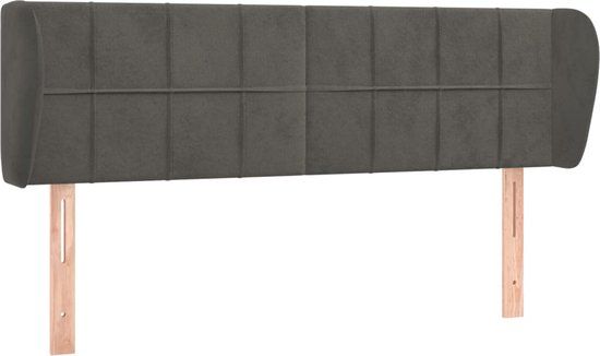 vidaXL Hoofdbord met randen fluweel donkergrijs 147x23x78/88 cm