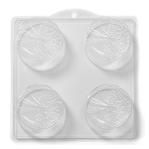 4-Cavity Round Dragonfly & Flower Soap/Bath Bomb Mold