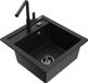 Mexen Vito évier en granit 1 cuve avec robinet de cuisine Flora, noir