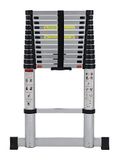 Telescoopladder Telescoopladder, vouwladder met softclose multifunctionele ladder, uitschuifbare aluminium ladder, telescopische ladder met softclosemechanisme, uittrekbare aluminium ladder met zijwieltjes (3,80 m)