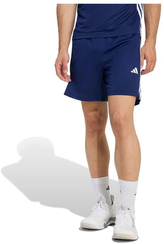 Adidas Workout Essentials Base 3 Stripes Pique 7´´ Korte Broek Blauw M